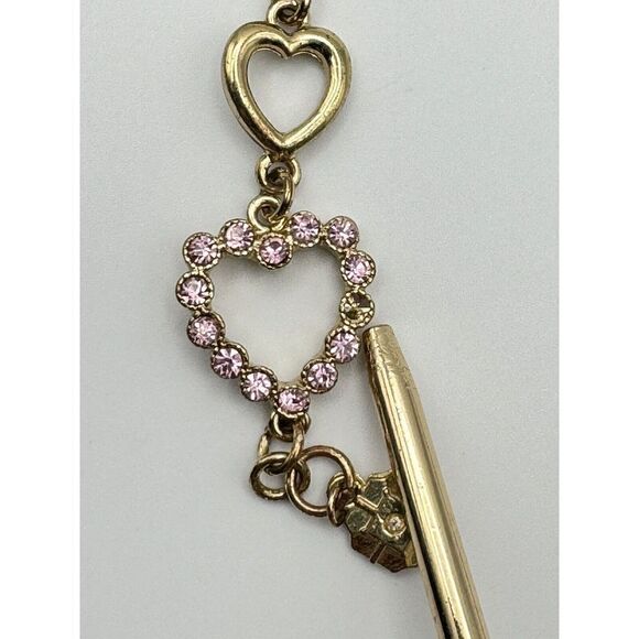 Monet Gold Tone Pink Rhinestone Heart Link Bracelet 7.25”‎ Needs One Stone - Picture 3 of 10